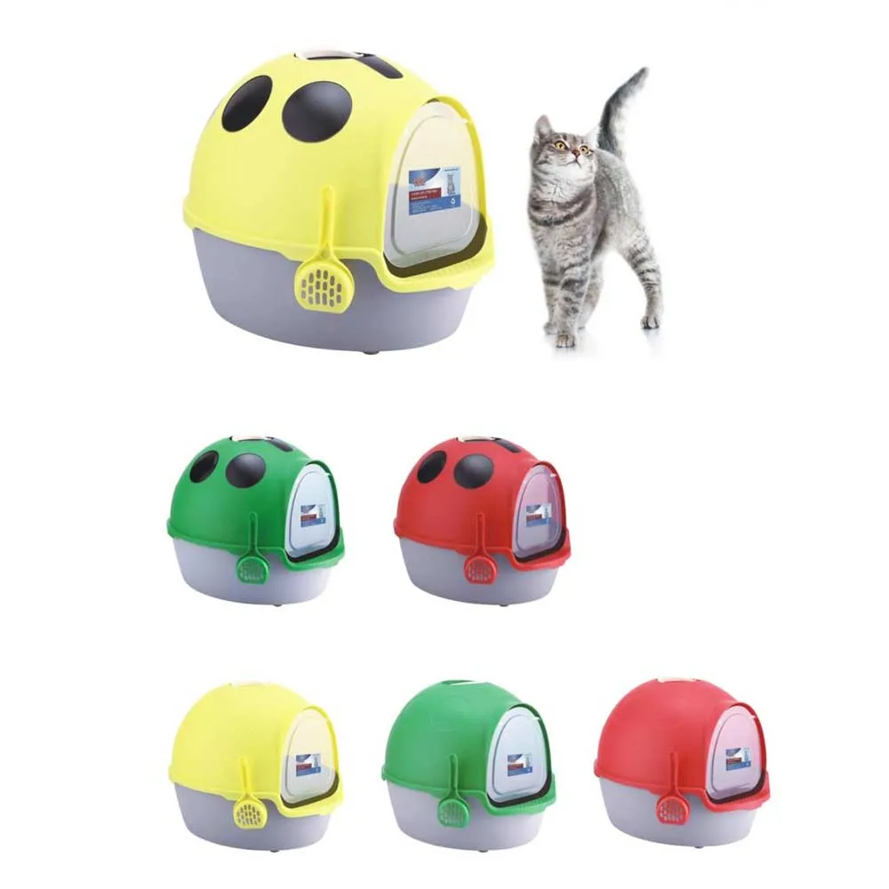 Fully Enclosed Cat Litter Box Ladybug Shape Cat Litter Toliet