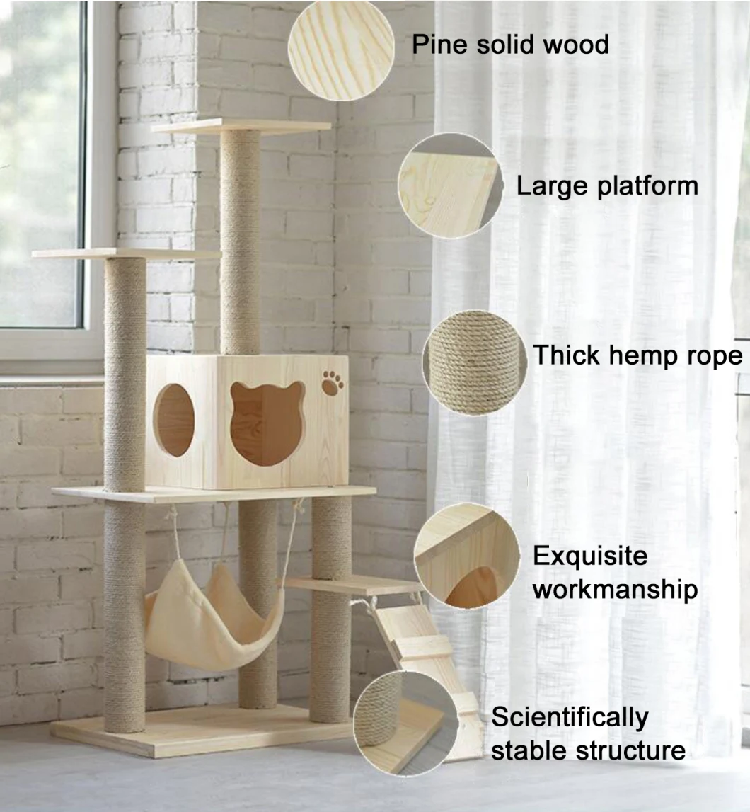 Factory Wholesale Cheap Modern Pet Scratcher Large Green Cat Tree MDF Morocco Big Wooden Cat Tree