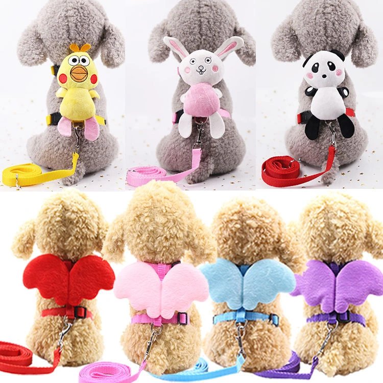 Pet Leash Strap Angel Wings Cartoon Doll New Dog and Cat Leash Harness Set