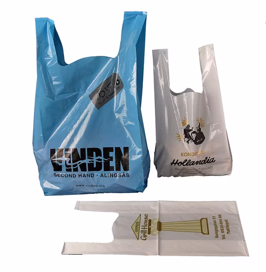 Plástico PE PLA Pbat Almidón de maíz Biodegradable Compostable Impresión Perfumada Caca de perro Pañal Comida plana Chaleco Compras Cordón Basura Ziplock Basura Bolsas para camisetas